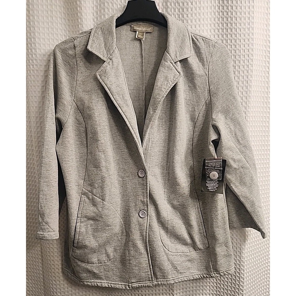 Woman Within Light Gray Knit Blazer